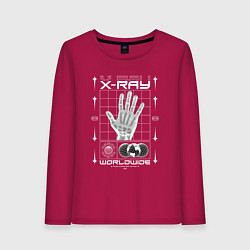 Лонгслив хлопковый женский X-ray streetwear, цвет: маджента