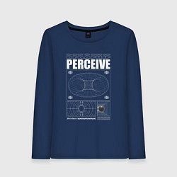 Лонгслив хлопковый женский Perceive streetwear, цвет: тёмно-синий