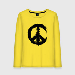 Лонгслив хлопковый женский Знак мира пацифик крест, цвет: желтый