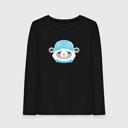 Лонгслив хлопковый женский Маленькая овечка, цвет: черный