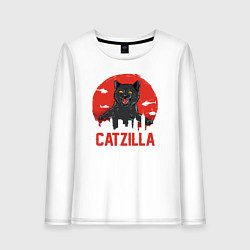 Лонгслив хлопковый женский Catzilla, цвет: белый