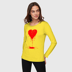 Лонгслив хлопковый женский Bloody heart, цвет: желтый — фото 2