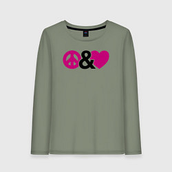 Лонгслив хлопковый женский Peace and love, цвет: авокадо