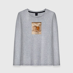 Лонгслив хлопковый женский Котёнок с куриной ножкой, цвет: меланж