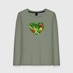 Лонгслив хлопковый женский Сердце из овощей, цвет: авокадо