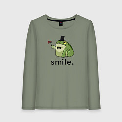 Лонгслив хлопковый женский Лягушка - smile, цвет: авокадо