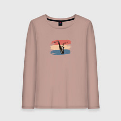 Женский лонгслив Саксофон на фоне мазков краски