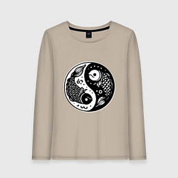 Женский лонгслив Две рыбы символ инь янь