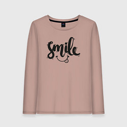 Лонгслив хлопковый женский Funny smile, цвет: пыльно-розовый