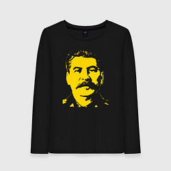 Лонгслив хлопковый женский Yellow Stalin, цвет: черный