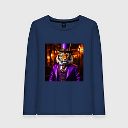 Женский лонгслив Тигр в сиреневом костюме стиль стимпанк