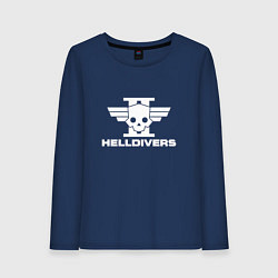 Лонгслив хлопковый женский Helldivers 2 лого, цвет: тёмно-синий
