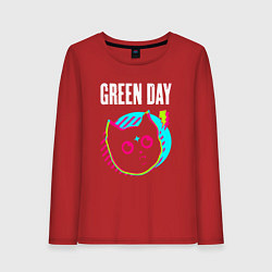 Лонгслив хлопковый женский Green Day rock star cat, цвет: красный