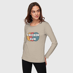 Лонгслив хлопковый женский Chicken gun круги, цвет: миндальный — фото 2