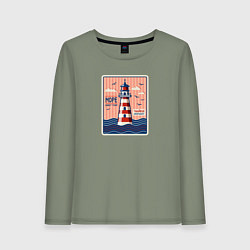 Лонгслив хлопковый женский Маяк в открытом море, цвет: авокадо