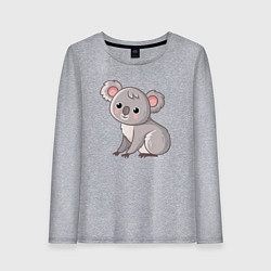 Лонгслив хлопковый женский Cute koala, цвет: меланж