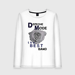 Лонгслив хлопковый женский Depeche Mode - best of band, цвет: белый