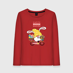 Женский лонгслив Пасхальный гном на велосипеде