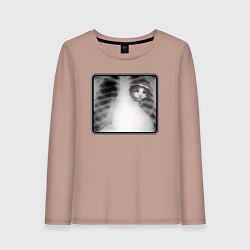 Лонгслив хлопковый женский Котик в ребрах, цвет: пыльно-розовый