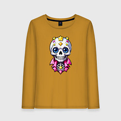Лонгслив хлопковый женский Скелет в розовой рубахе, цвет: горчичный