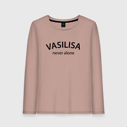 Лонгслив хлопковый женский Vasilisa never alone - motto, цвет: пыльно-розовый