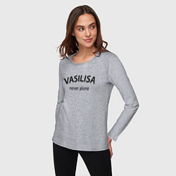 Лонгслив хлопковый женский Vasilisa never alone - motto, цвет: меланж — фото 2