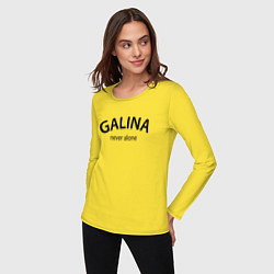 Лонгслив хлопковый женский Galina never alone - motto, цвет: желтый — фото 2