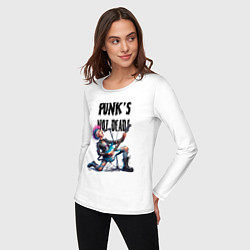Лонгслив хлопковый женский Punks not dead - slogan ai art, цвет: белый — фото 2