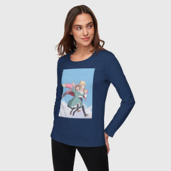 Лонгслив хлопковый женский Софи Хаттер Хаул, цвет: тёмно-синий — фото 2