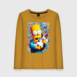 Женский лонгслив Bart Simpson with a kitten - ai art