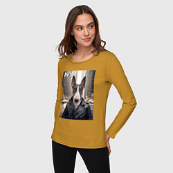 Лонгслив хлопковый женский A tough bully from New York, цвет: горчичный — фото 2