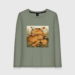 Женский лонгслив Семья капибар