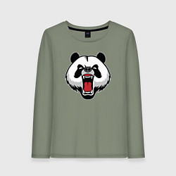 Лонгслив хлопковый женский Сердитая панда, цвет: авокадо