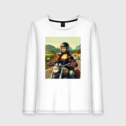 Женский лонгслив Mona Lisa on a motorcycle - ai art