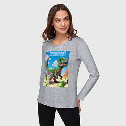 Лонгслив хлопковый женский Minecraft and beersaur - ai art collaboration, цвет: меланж — фото 2