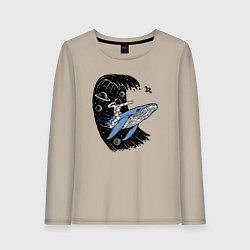 Женский лонгслив Космонавт и кит