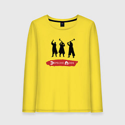 Лонгслив хлопковый женский Depeche Mode - Spirit band logos, цвет: желтый