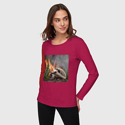 Лонгслив хлопковый женский Ёжик в огне, цвет: маджента — фото 2
