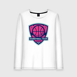 Лонгслив хлопковый женский Баскетбольная командная лига, цвет: белый