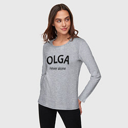 Лонгслив хлопковый женский Olga never alone - motto, цвет: меланж — фото 2