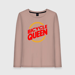 Лонгслив хлопковый женский Велосипедная королева, цвет: пыльно-розовый