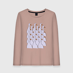 Лонгслив хлопковый женский Утки в строю, цвет: пыльно-розовый