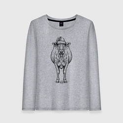 Женский лонгслив Новогодняя корова анфас