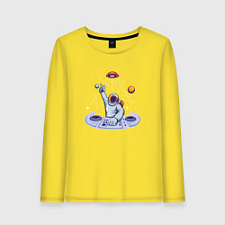 Лонгслив хлопковый женский Космонавт - диджей, цвет: желтый
