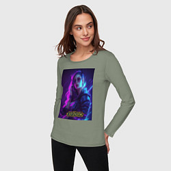 Лонгслив хлопковый женский League of Legends Kaisa Kda, цвет: авокадо — фото 2