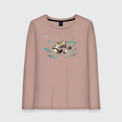 Лонгслив хлопковый женский Саю Геншин Импакт, цвет: пыльно-розовый