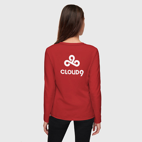 Женский лонгслив Cloud9 - white logo / Красный – фото 4