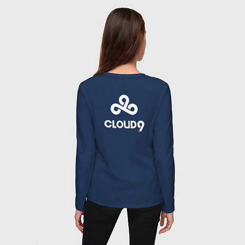 Женский лонгслив Cloud9 - white logo / Тёмно-синий – фото 4