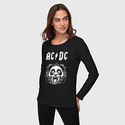 Лонгслив хлопковый женский AC DC rock panda, цвет: черный — фото 2