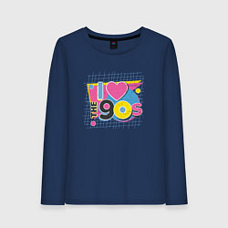 Лонгслив хлопковый женский Люблю 90е, цвет: тёмно-синий
